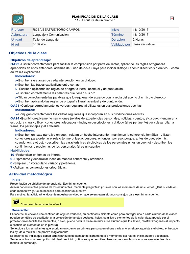 Taller 5° | PDF | Cuentos | Maestros, image size:768x1024