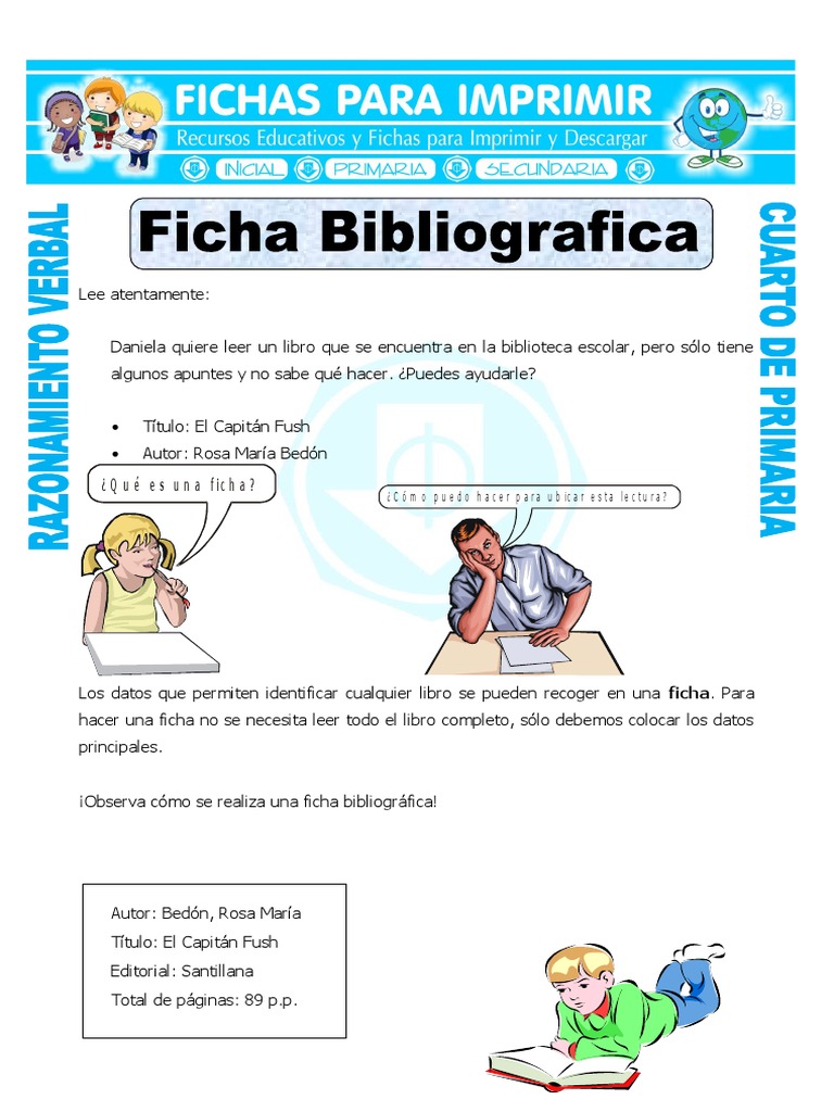 Ficha Ficha Bibliografica Para Cuarto De Primaria