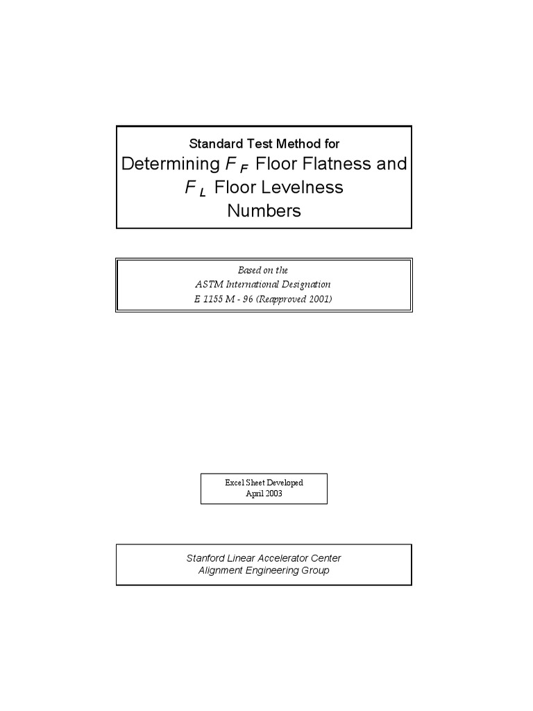 Determining F Floor Flatness and Floor Levelness Numbers Standard Test