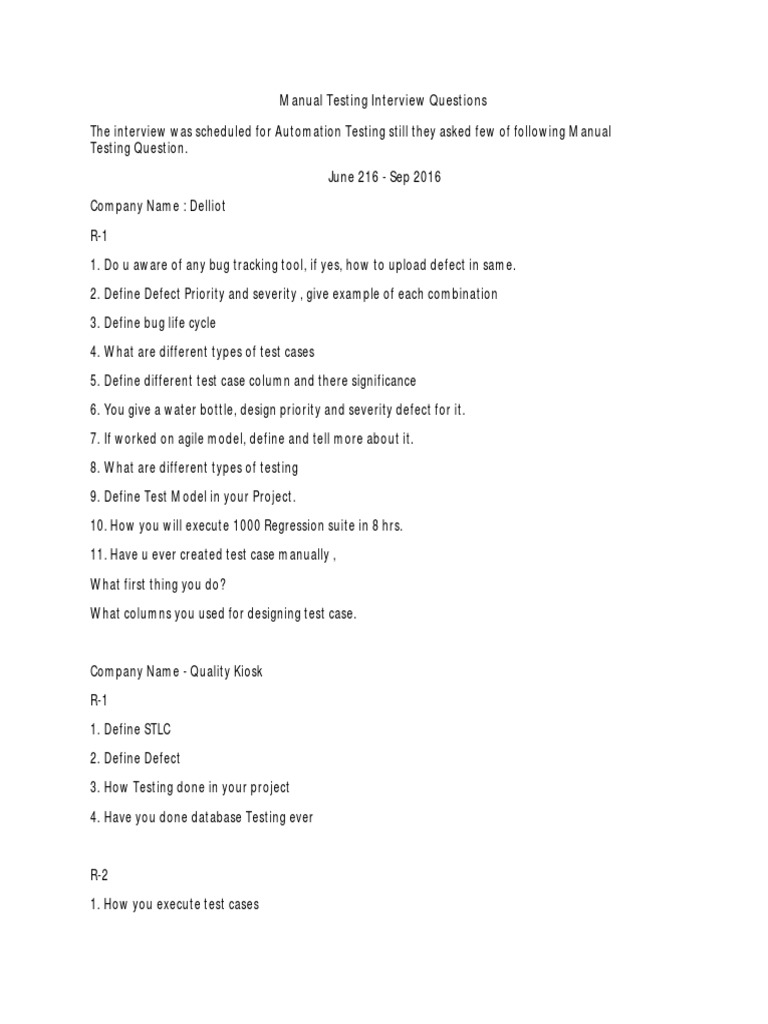 Manual Testing Interview Q & A | PDF | Agile Software Development ...