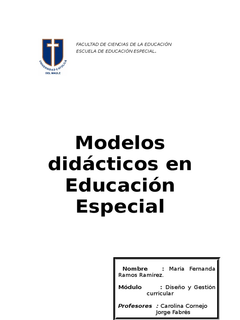 Modelos Didacticos en Educacion Especial | PDF | Plan de estudios ...
