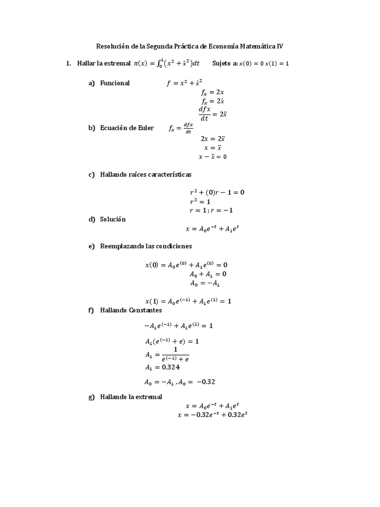 Ejercicios Resueltos de Economía Matemática | PDF | Ecuaciones | Análisis