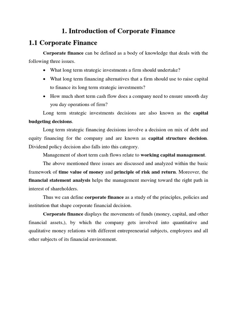 An Introduction to the Key Concepts and Principles of Corporate Finance ...