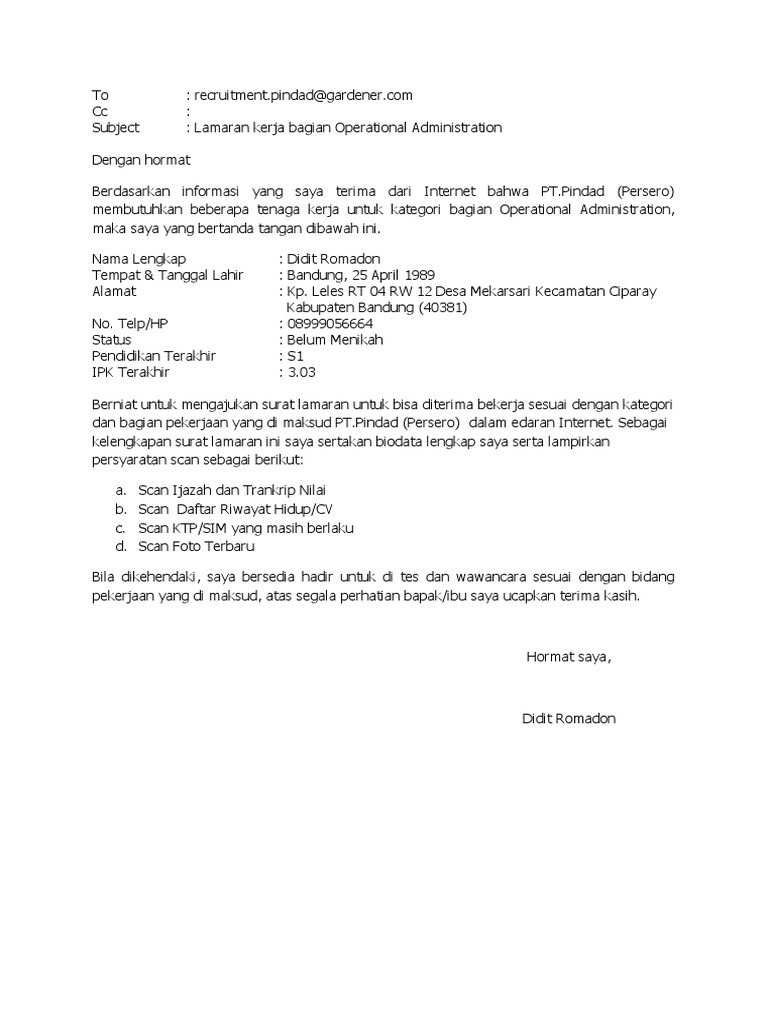 1 Lamaran Pekerjaan Pt Pindad