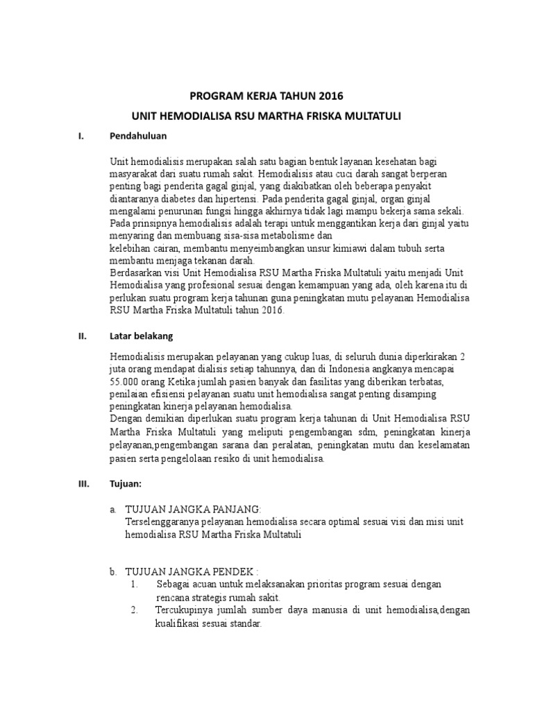 Program Kerja Hemodialisa Doc