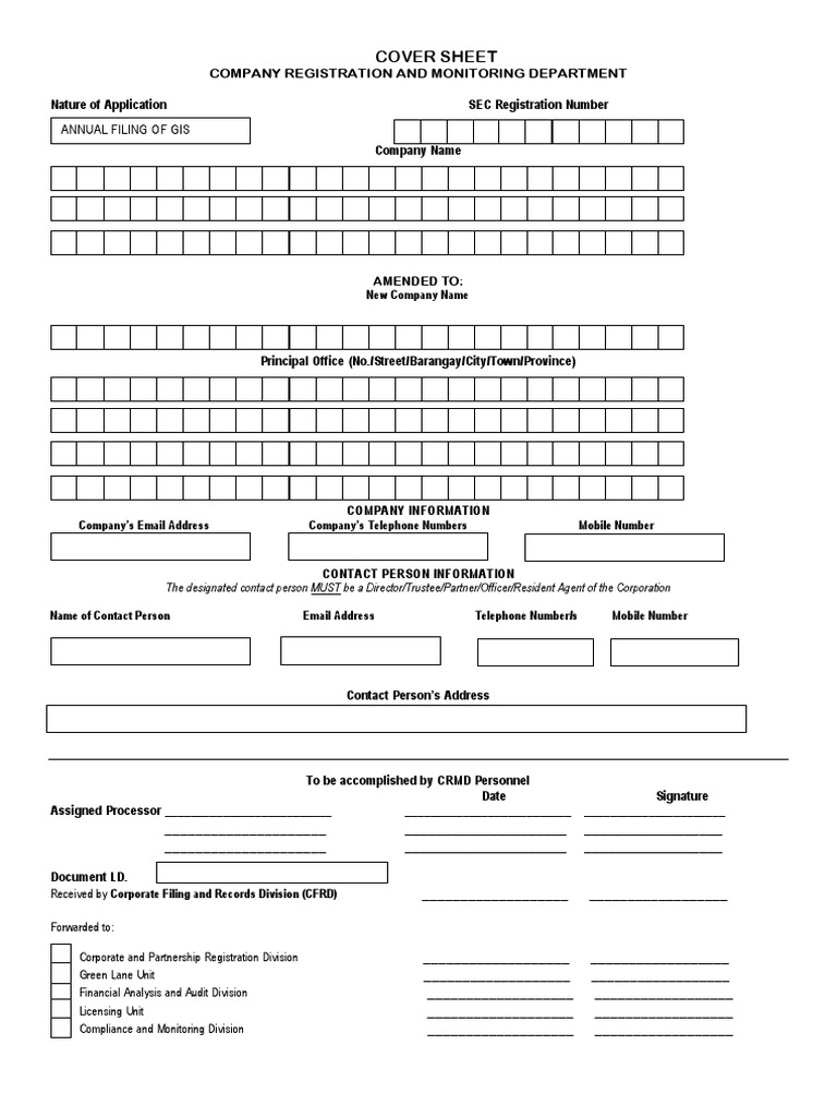 Gis cover sheet government politics
