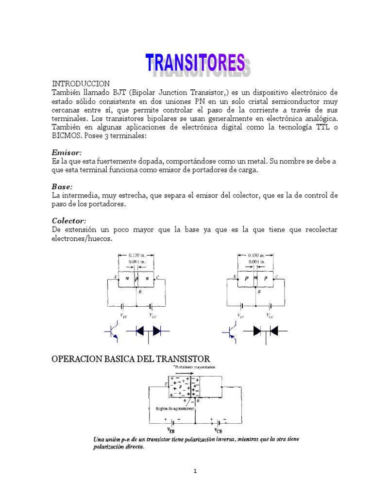 Transistores PARTE 1 | PDF | Transistor | Electrónica