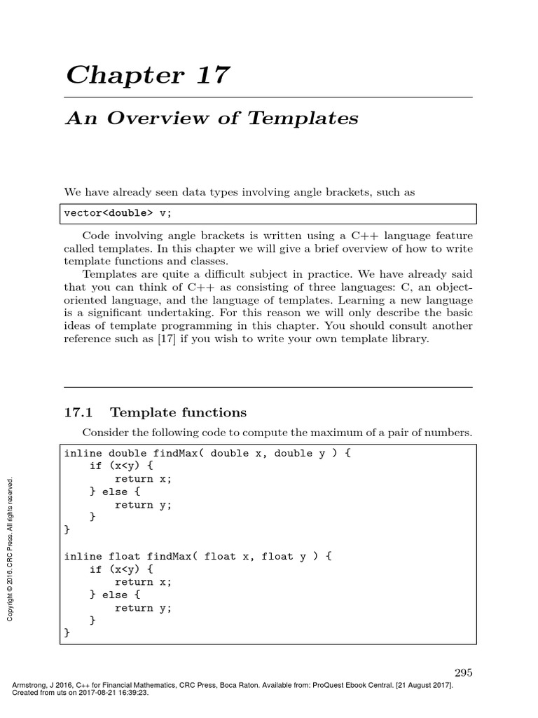C++ For Financial Mathematics ch17 | PDF | C++ | Subroutine