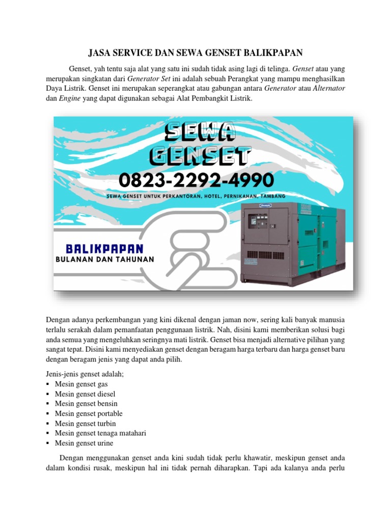 LIMITED 0823 2292 4990 Harga  sewa genset Balikpapan  Barat  LIMITED 0823 2292 4990 Harga  sewa genset Balikpapan  Barat