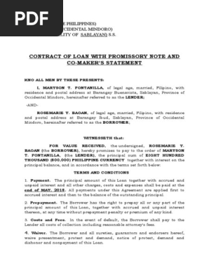 Contract of Loan Fontanilla