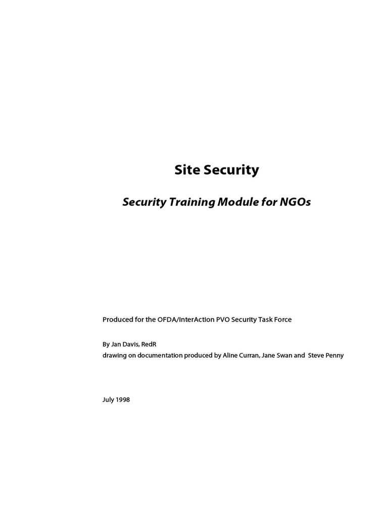 Site Security: Security Training Module For Ngos | PDF | Security ...
