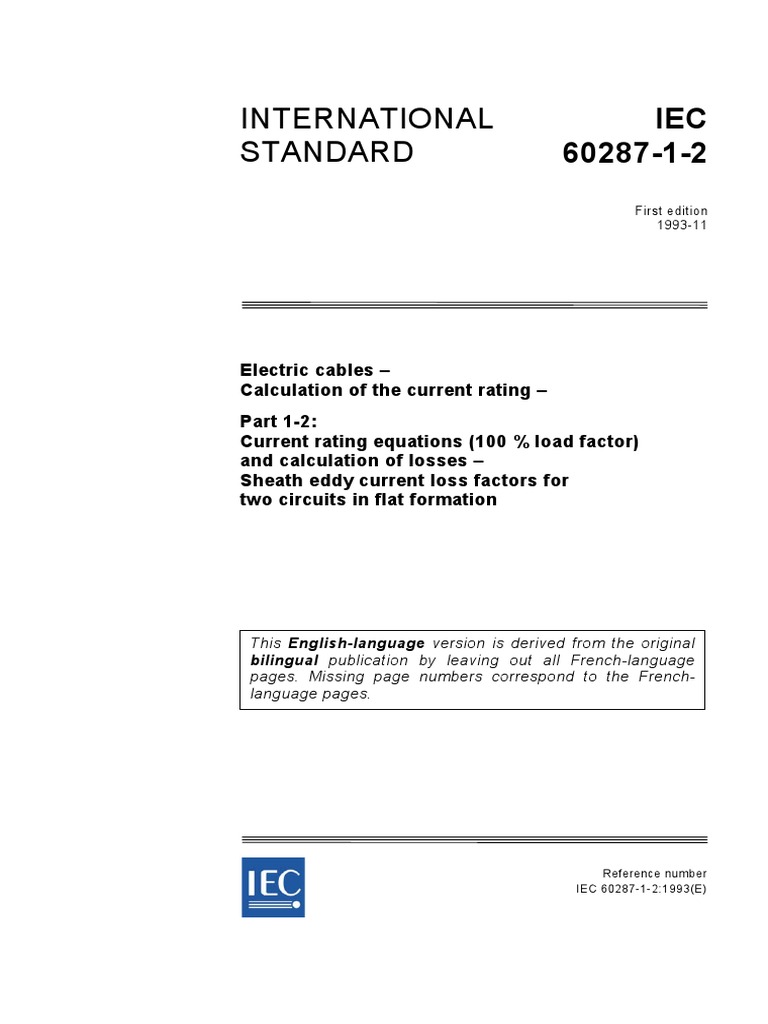 Cable Current Rating Calculation PDF International Electrotechnical