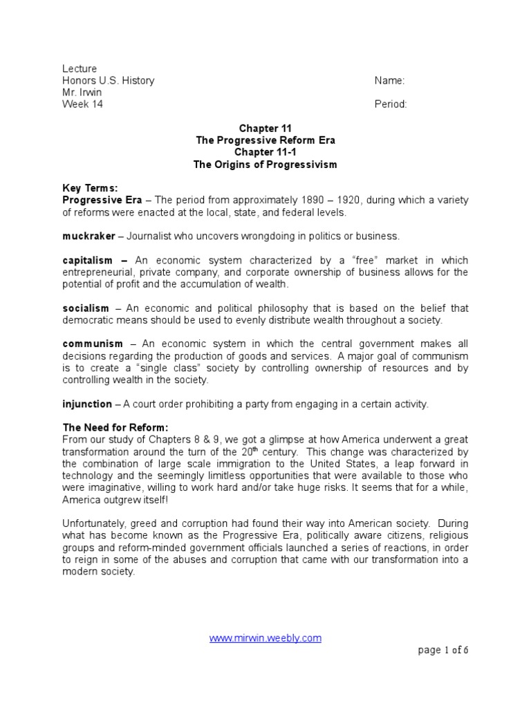 worksheet Progressive Era Worksheet history u s honors ch 11 lecture progressivism in the united states progressive era