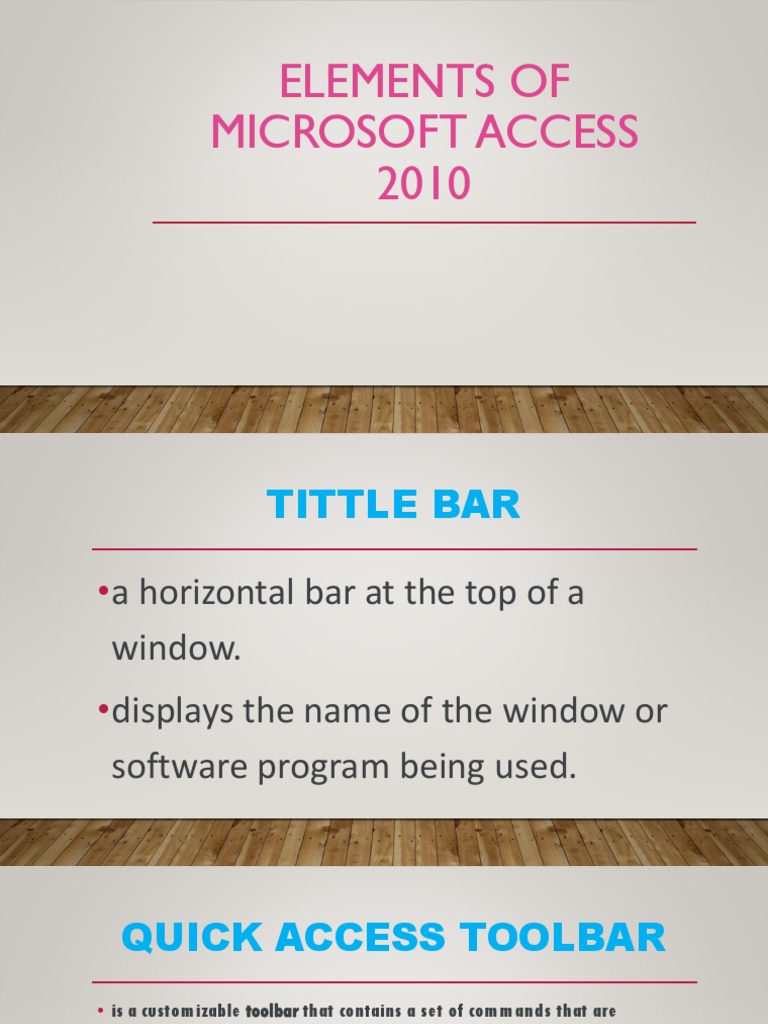 Elements of Microsoft Access 2010 | PDF