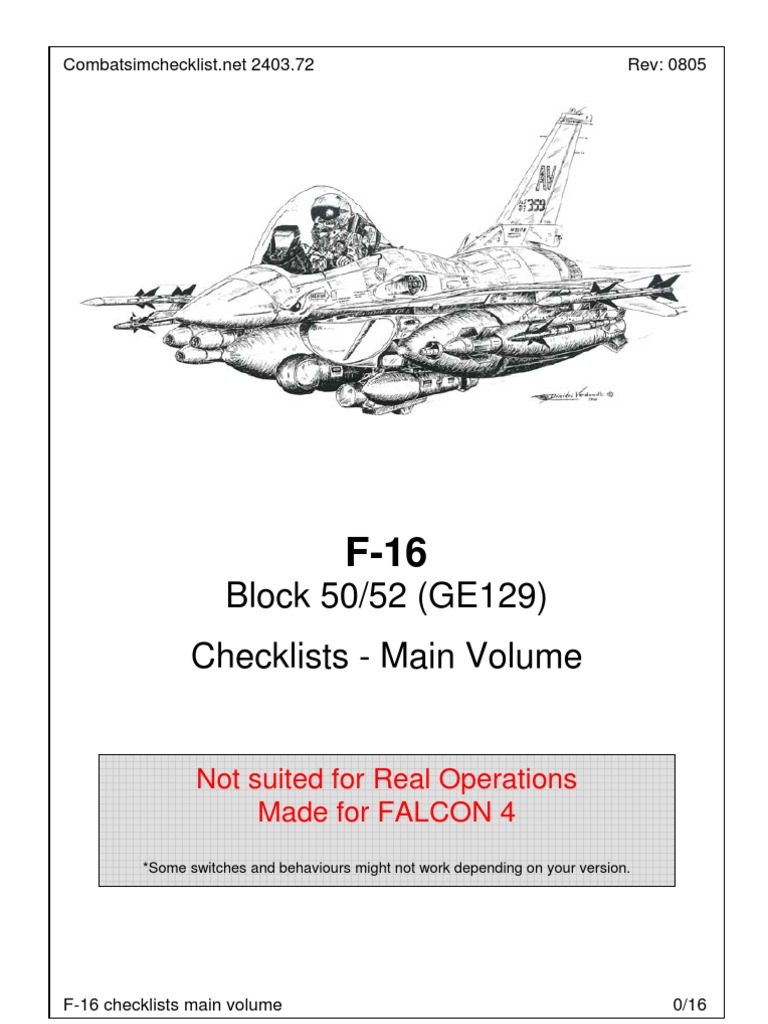 Checklist Main PDF General Dynamics F 16 Fighting Falcon Aircraft