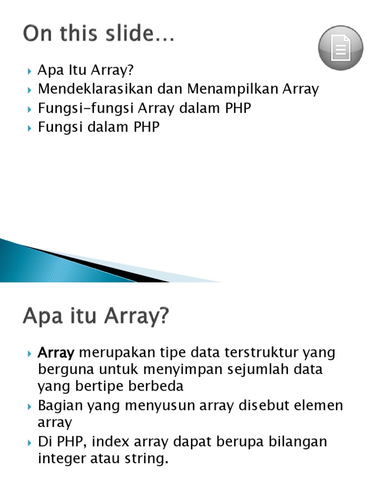 Fungsi dan Kegunaan Array dalam PHP | PDF | Teknologi & Rekayasa