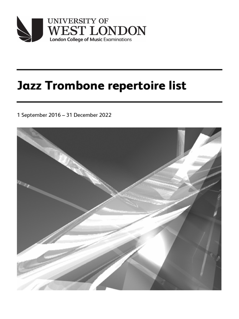 Jazz Trombone Repertoire List PDF Scale (Music) Jazz