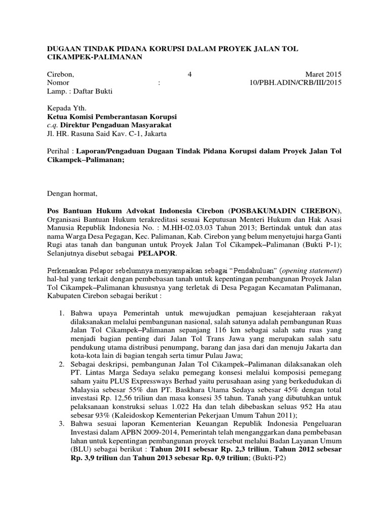 Contoh Laporan Tipikor