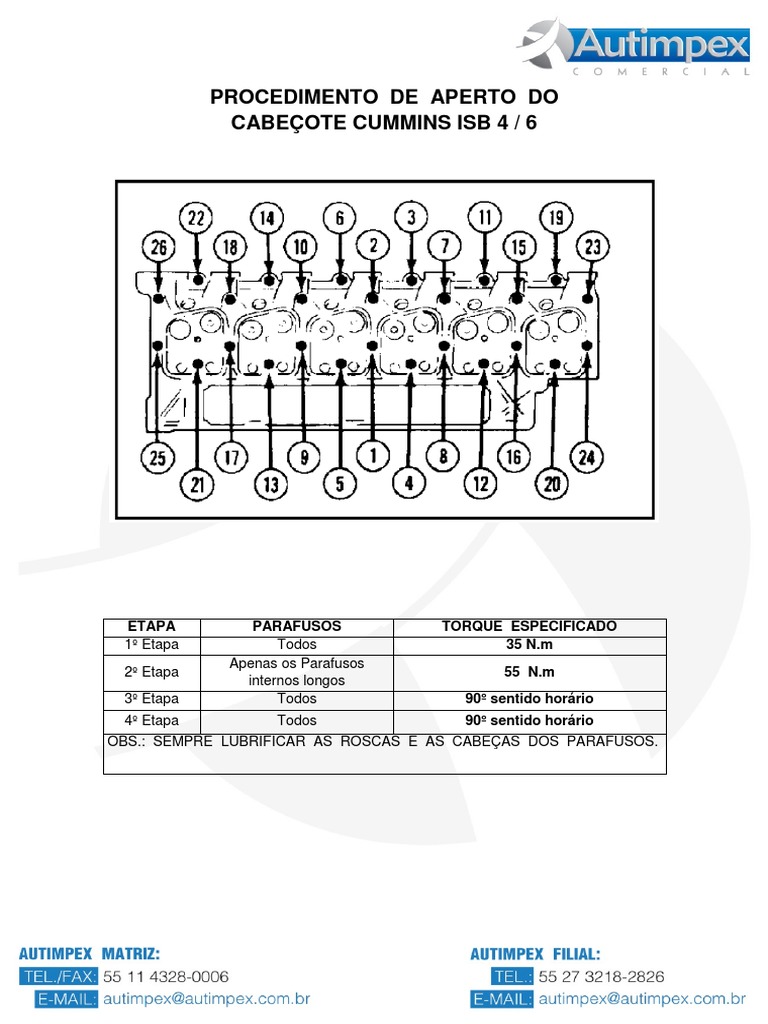 Procedimento de aperto do cabe ote cummins isb 4 e 6 pdf pdf