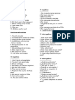 10 Oraciones Afirmativas y 10 Negativas y 10 Interrogativas en Presente Simple en Inglés y Español