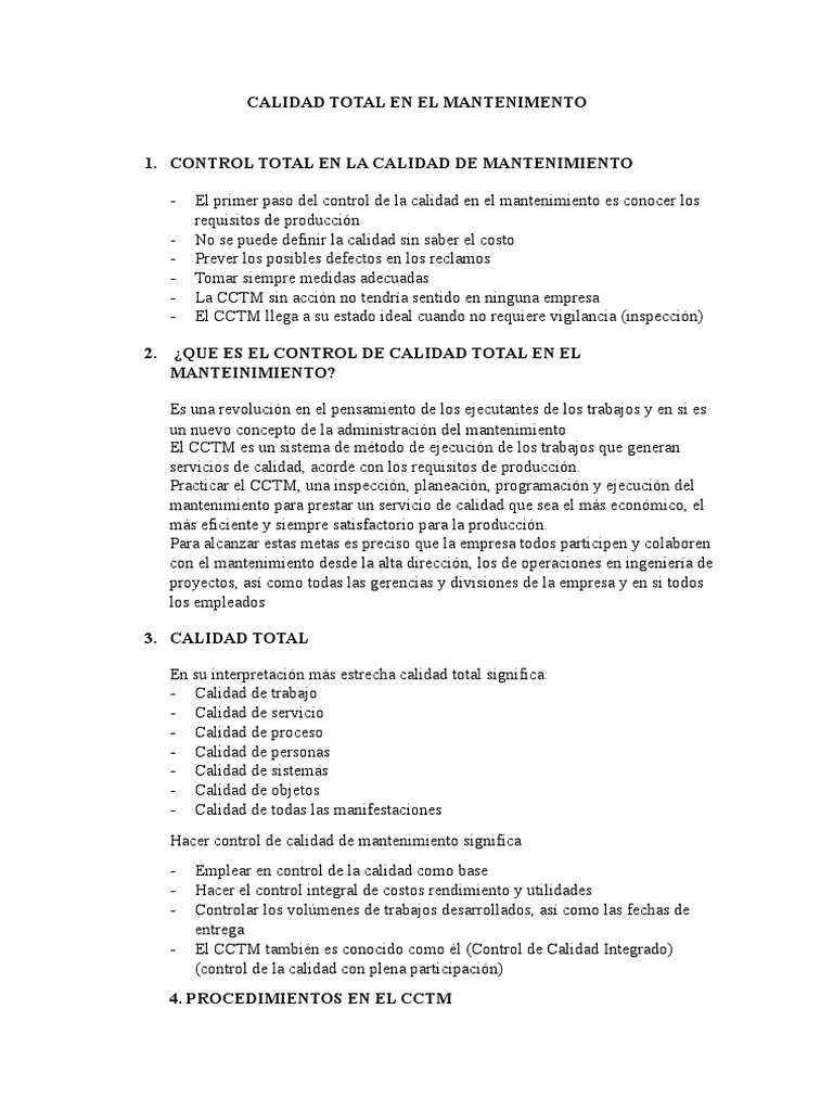 Calidad Total en El Mantenimento | PDF | Calidad (comercial) | Diseño