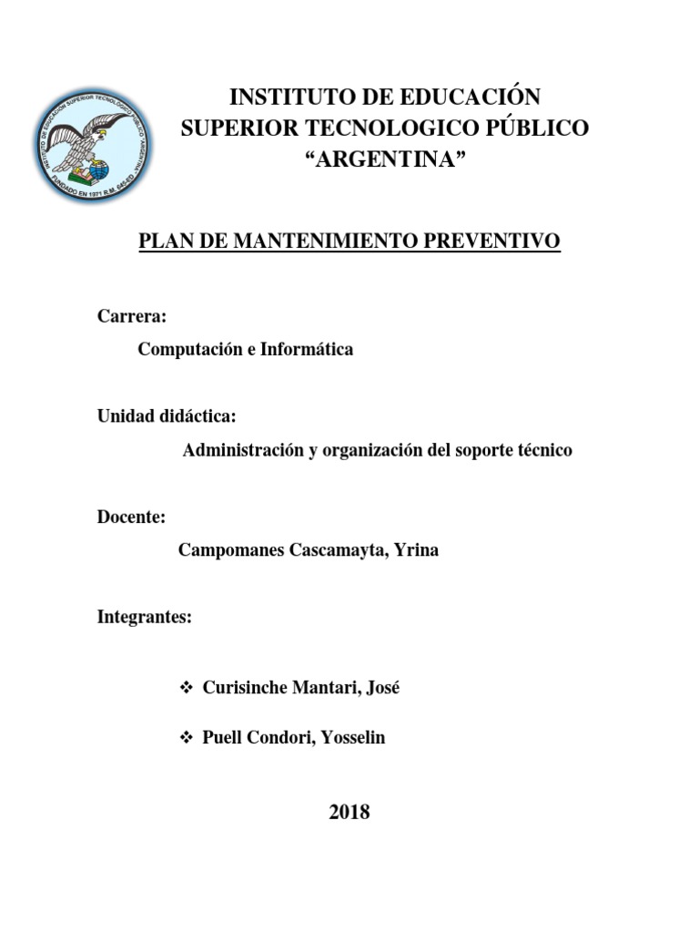 Instituto de Educación Superior Tecnologico Público PDF Hardware de