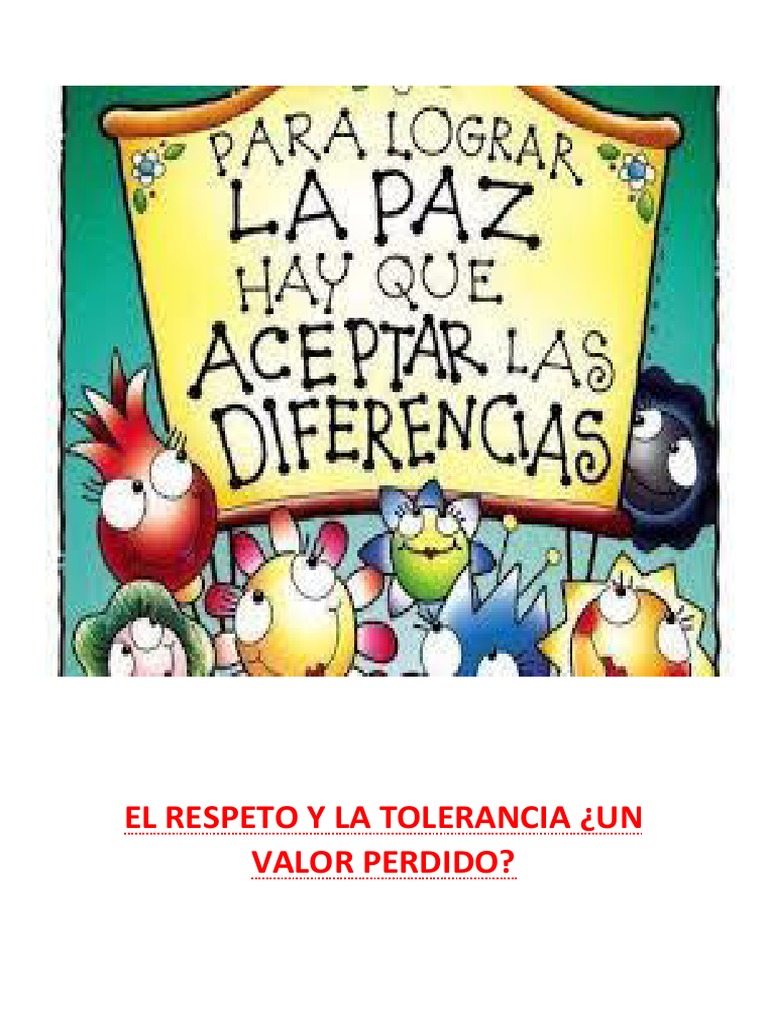 El Respeto Y La Tolerancia Pdf Tolerancia Conceptos Psicologicos