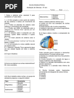 Avaliação de Ciências 6 Ano