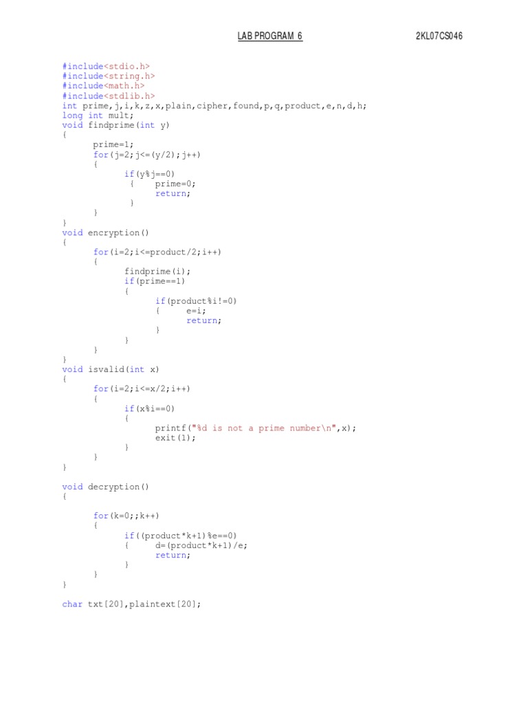 RSA Encryption and Decryption Program | PDF | Computers