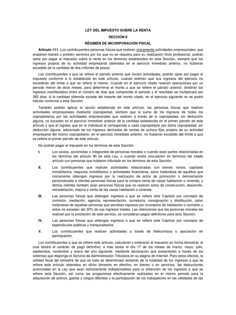 Ley Del ISR | PDF | Impuesto sobre la renta | Impuestos