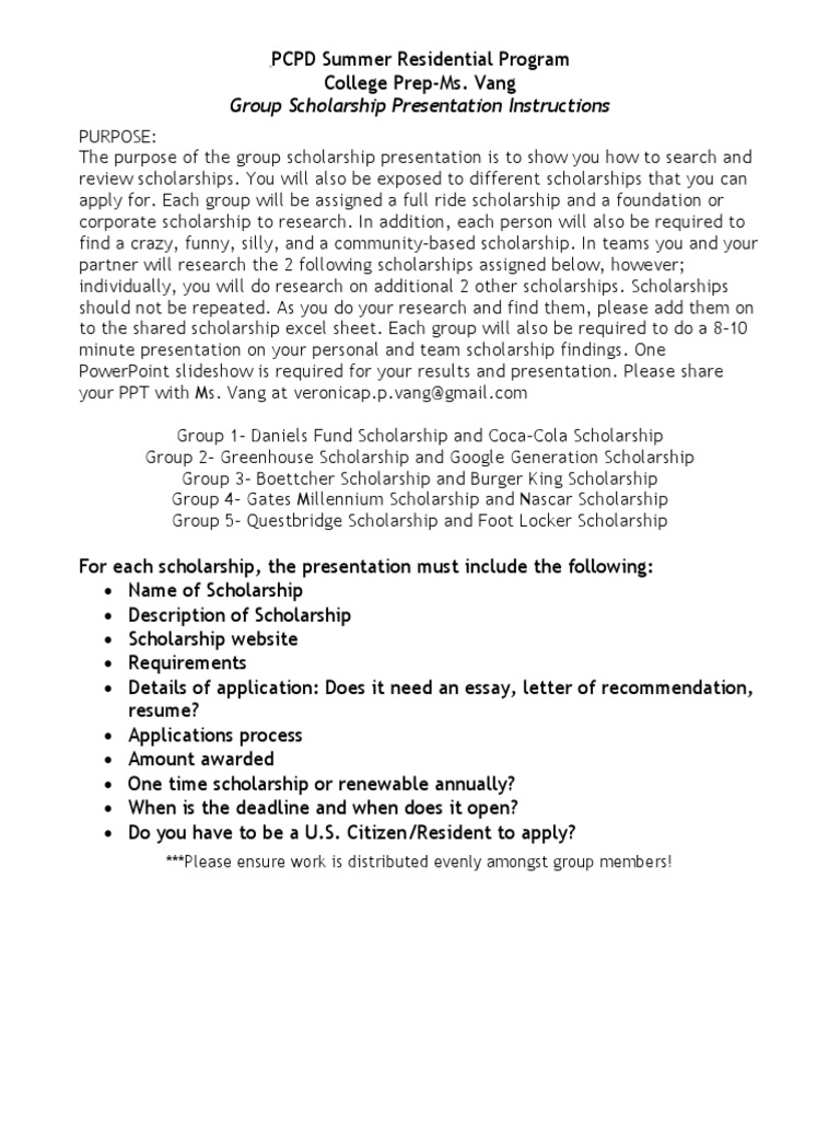 Scholarship Choice Presentation | PDF | Career & Growth