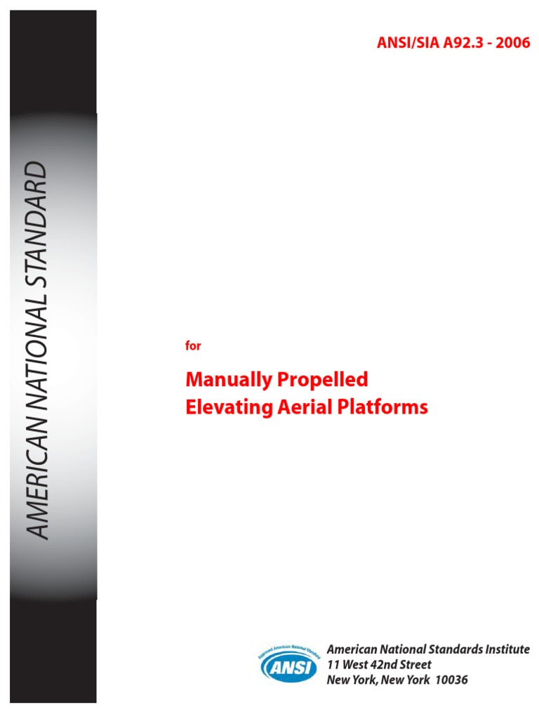 ANSISIA A92.3 2006 Manually Propelled Elevating Aerial Platforms