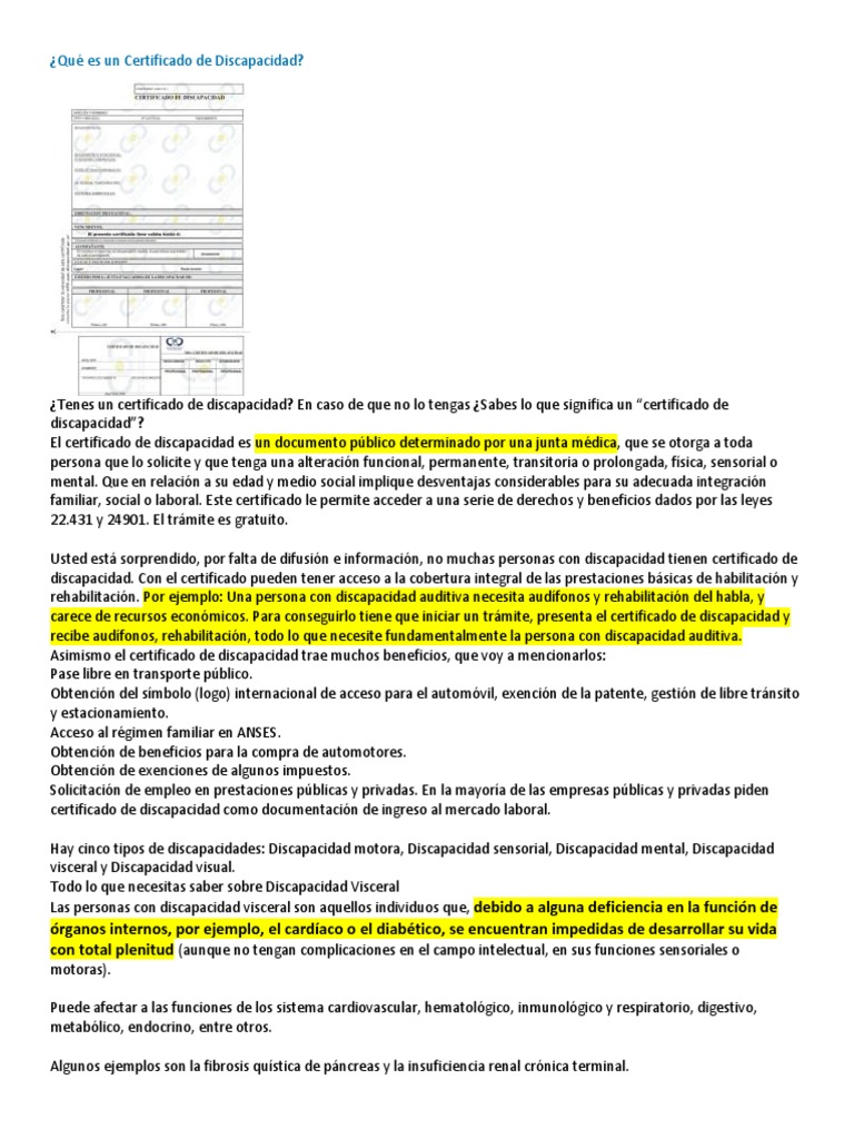 Guía sobre el Certificado de Discapacidad | PDF | Invalidez | Salud y ...