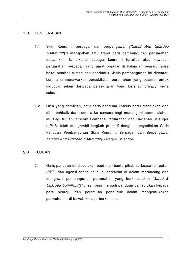 Garis Panduan Perancangan Gated Guarded Selangor Pdf