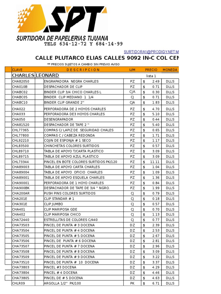 Lista Precios 2018