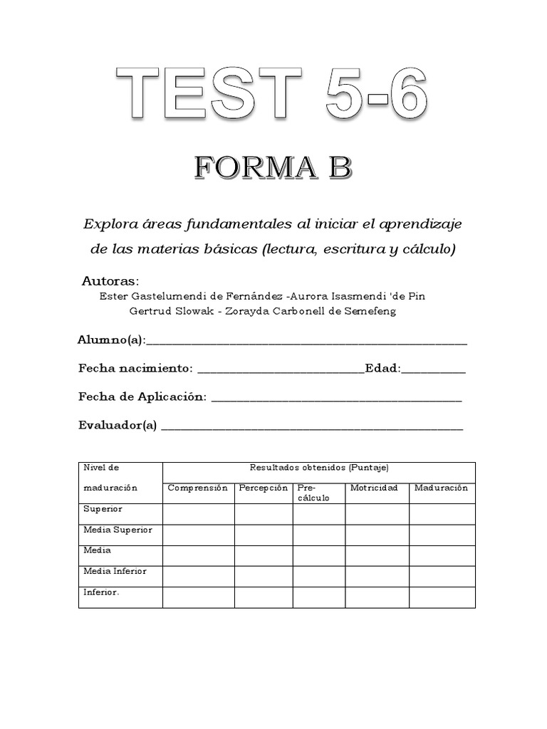 Test 5-6 COMPLETO PDF | PDF | Lectura (proceso) | Aprendizaje