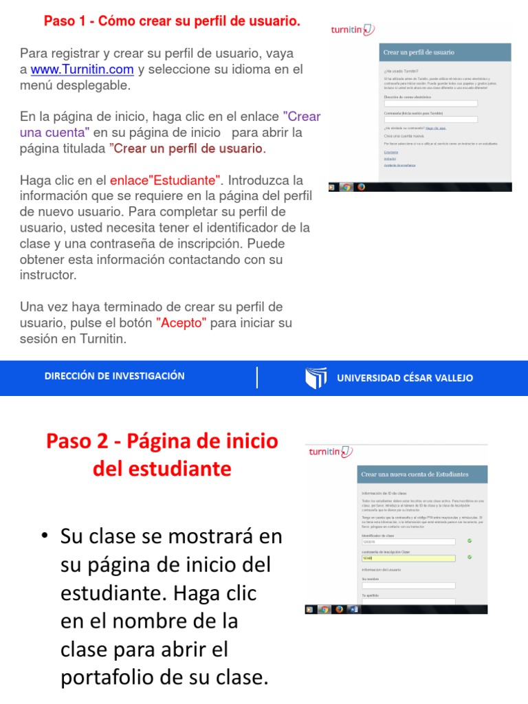 Guía para crear cuenta en Turnitin | PDF | Point and Click | Archivo de ...