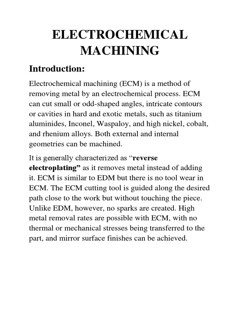 Electrochemical Machining Guide | PDF | Physical Sciences | Materials