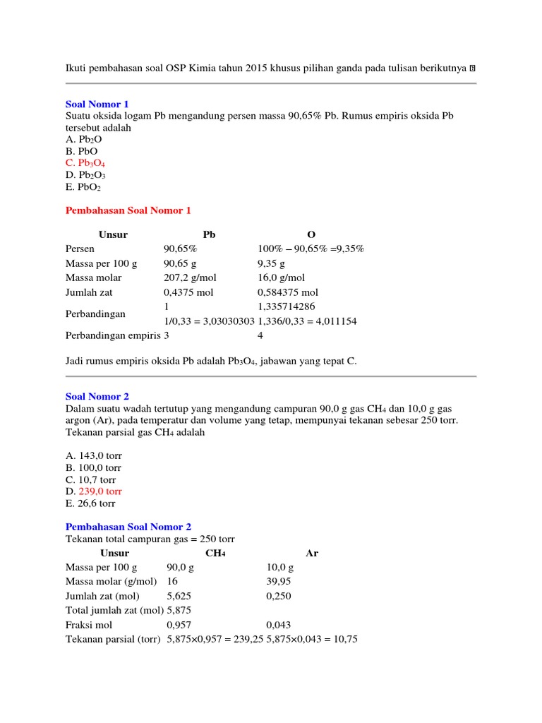 Soal Kimia
