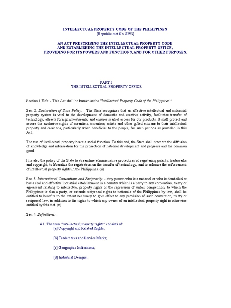 Intellectual Property Code of The Philippines | PDF