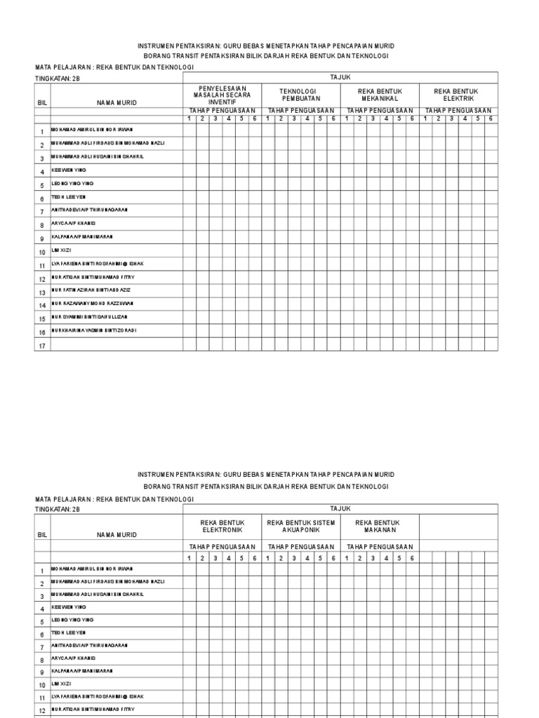 Borang Pbd Tahap 2