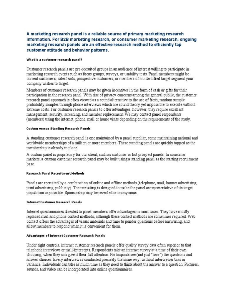 Consumer Research Panel Insights | PDF | Marketing Research | Marketing