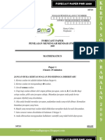 Forecast Paper Mathematics PMR Paper 1 Sept 2009