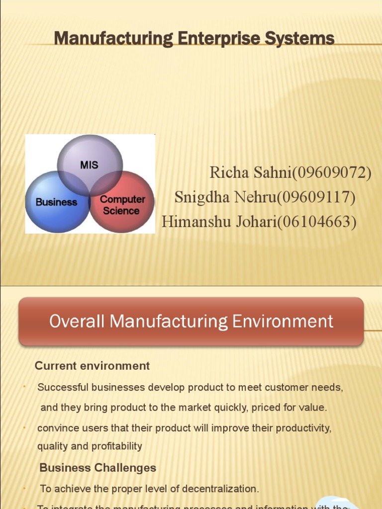 Manufacturing Enterprise Systems Overview | PDF | Business | Common ...