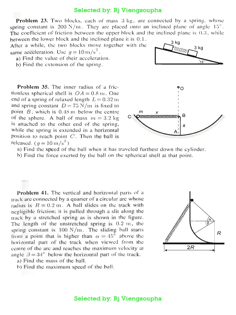 Dynamics Problems Involving Pulleys, Springs, Collisions, and