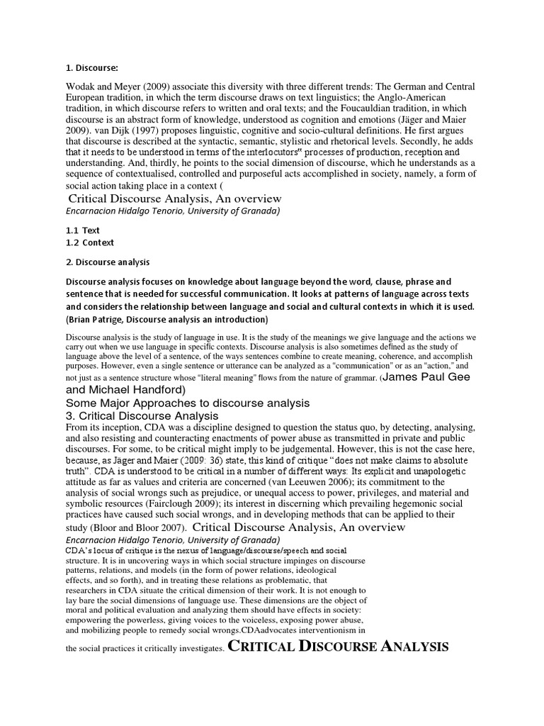 Overview of Critical Discourse Analysis | PDF | Discourse | Linguistics
