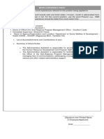 CS Form No. 212 Attachment - Work Experience Sheet - Blank