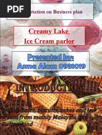 Presentation On Business Plan: Creamy Lake Ice Cream Parlor