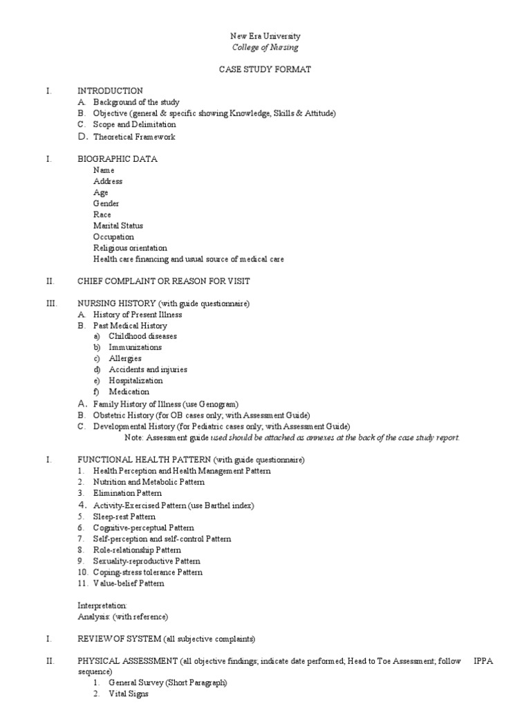 Case Study Format | PDF | Medical Diagnosis | Nursing