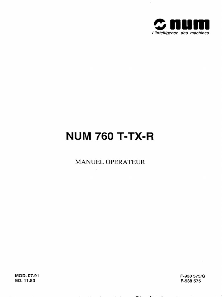 NUM 760 T-TX-R Manuel Opérateur | PDF